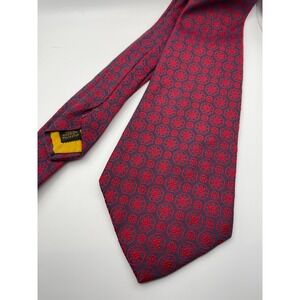 Johnny Carson Red Geometric Pattern Silk Blend Necktie